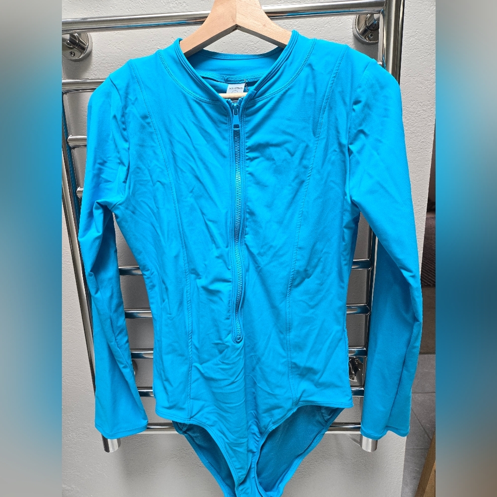 Good American Good Long sleeve Swimsuit in Atomic Blue NWT Size XL